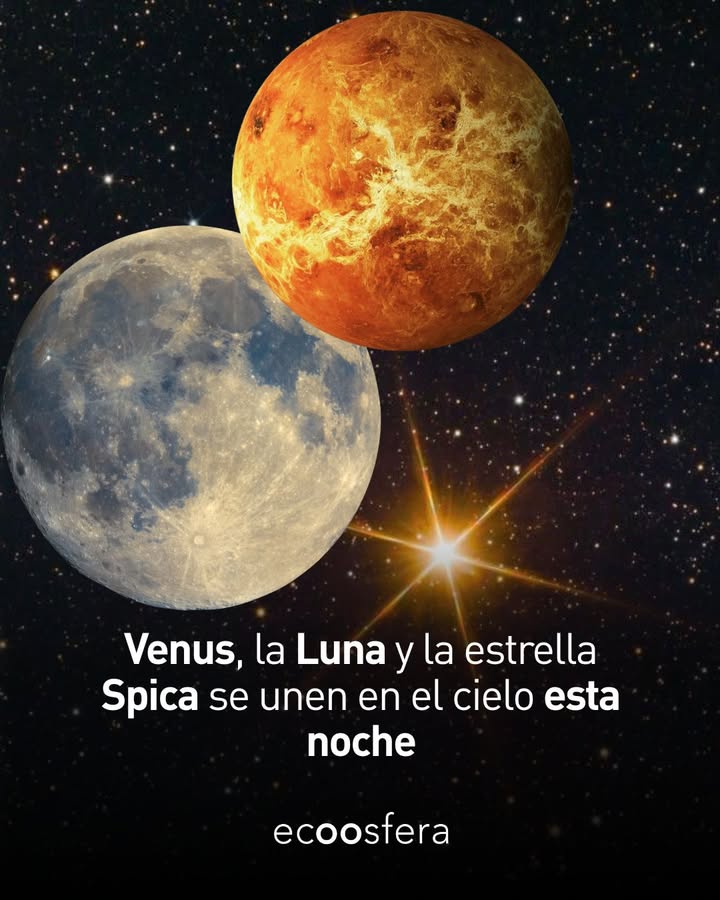 Luna, Venus y Spica: el trío que ilumina el cielo esta noche