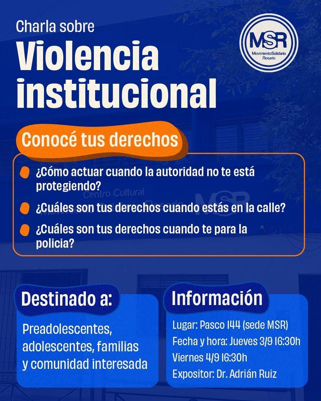 ¿Qué hacer ante un control policial?: organizan charlas gratuitas sobre violencia institucional en Rosario