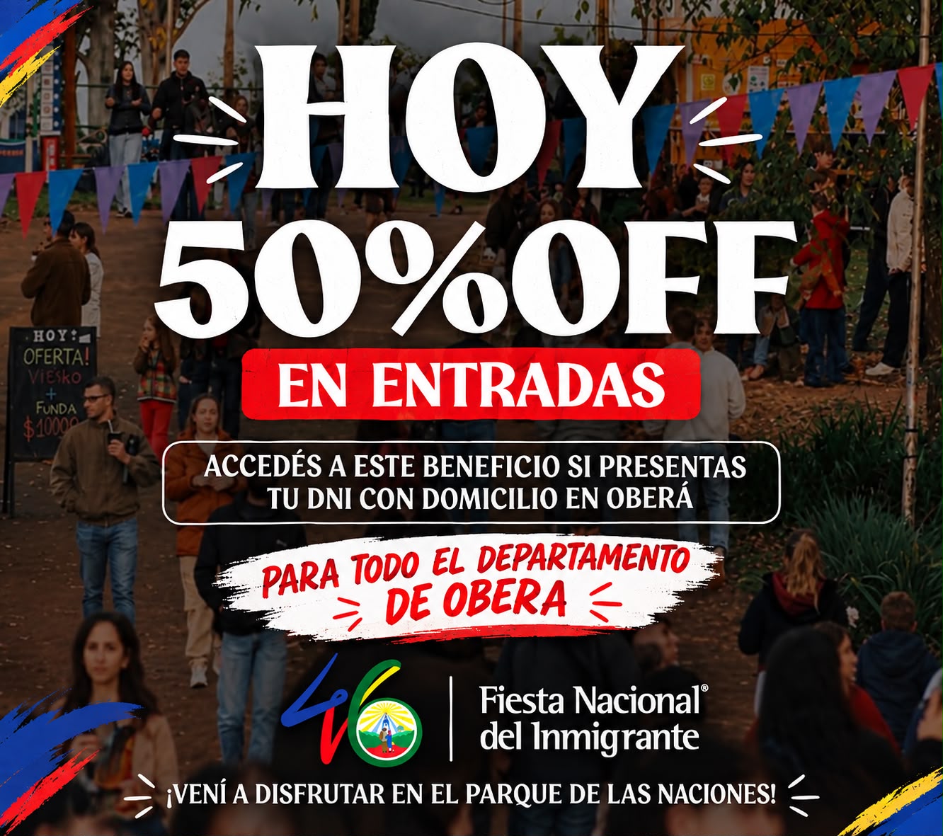 Hoy martes habrá 50% de descuento en las entradas de la Fiesta del Inmigrante para residentes del Departamento Oberá